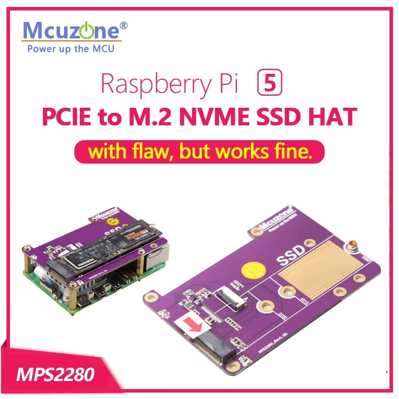 MPS2280 /MPS2242 with flaw, but works fine.Raspberry Pi 5 PCIE to M.2 NVME SSD HAT
MPS2280 /MPS2242 with flaw, but works fine.Raspberry Pi 5 PCIE to M.2 NVME SSD HAT
