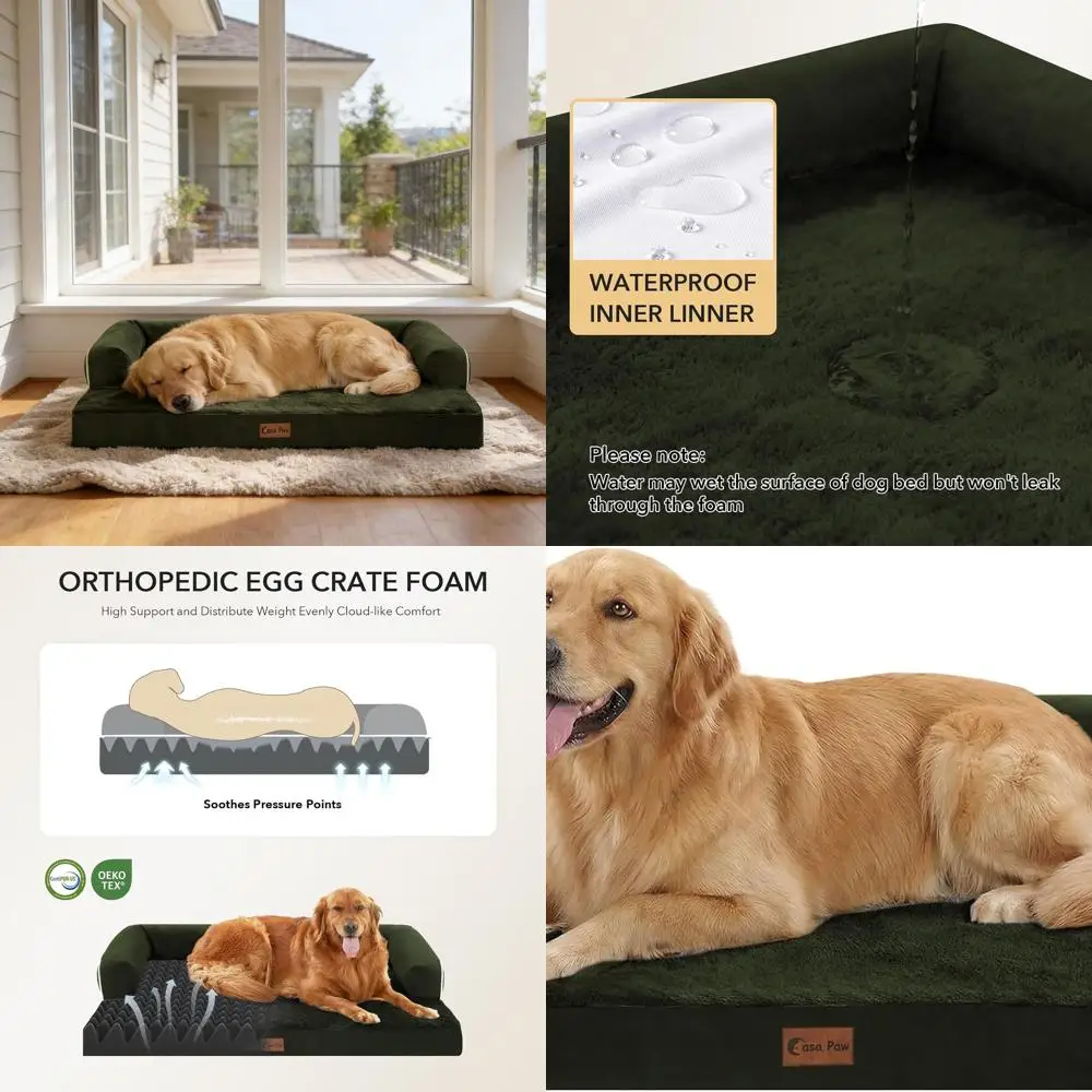 Extra Large Dog Bed - Waterproof XL Egg Crate Foam with Sides, 41x27Inch, Removable Cover, Nonskid, Olive Green
Extra Large Dog Bed - Waterproof XL Egg Crate Foam with Sides, 41x27Inch, Removable Cover, Nonskid, Olive Green