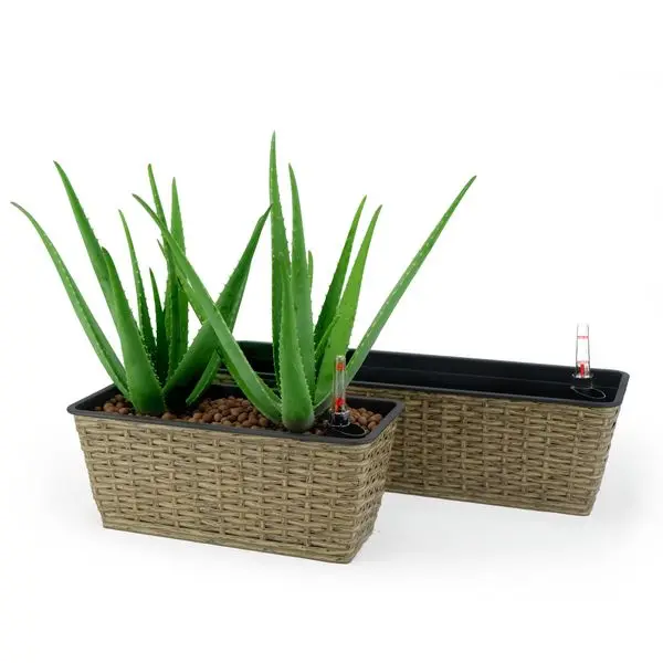 2-Pack Smart Self-watering Rectangle Planter for Indoor and Outdoor - Hand Woven Wicker - Brown
2-Pack Smart Self-watering Rectangle Planter for Indoor and Outdoor - Hand Woven Wicker - Brown