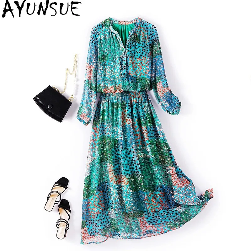 AYUNSUE 100% Silk Women's Casual Dresses Long Sleeve Dresses for Woman Elegant Commuting Dress 2026 Woman Clothes Vestidos Mujer
AYUNSUE 100% Silk Women's Casual Dresses Long Sleeve Dresses for Woman Elegant Commuting Dress 2026 Woman Clothes Vestidos Mujer