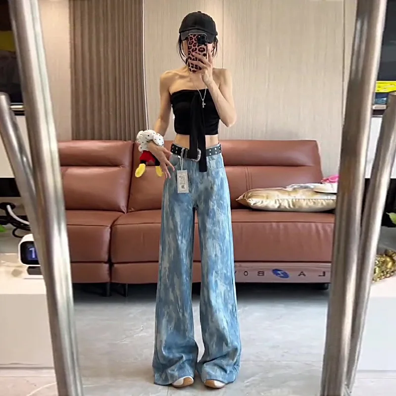 Loose Flared Jeans Women's High Waist Wide Leg Jeans Autumn Winter Light Blue Printed Glitter Slimming Drapey Jeans
Loose Flared Jeans Women's High Waist Wide Leg Jeans Autumn Winter Light Blue Printed Glitter Slimming Drapey Jeans