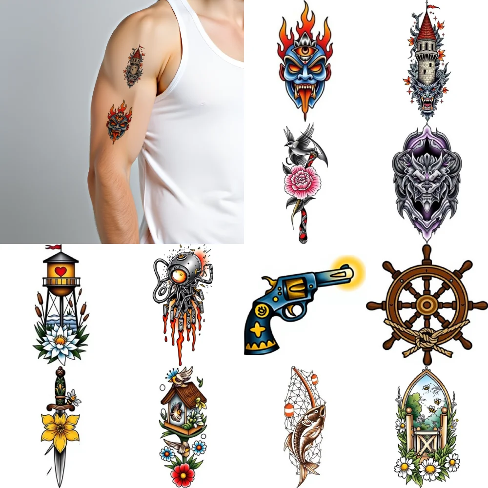 28pcs Temporary Tattoo Temporary Tattoo Stickers Heart Dagger Cowboy Gun Skull For Arms Chest Adults
28pcs Temporary Tattoo Temporary Tattoo Stickers Heart Dagger Cowboy Gun Skull For Arms Chest Adults