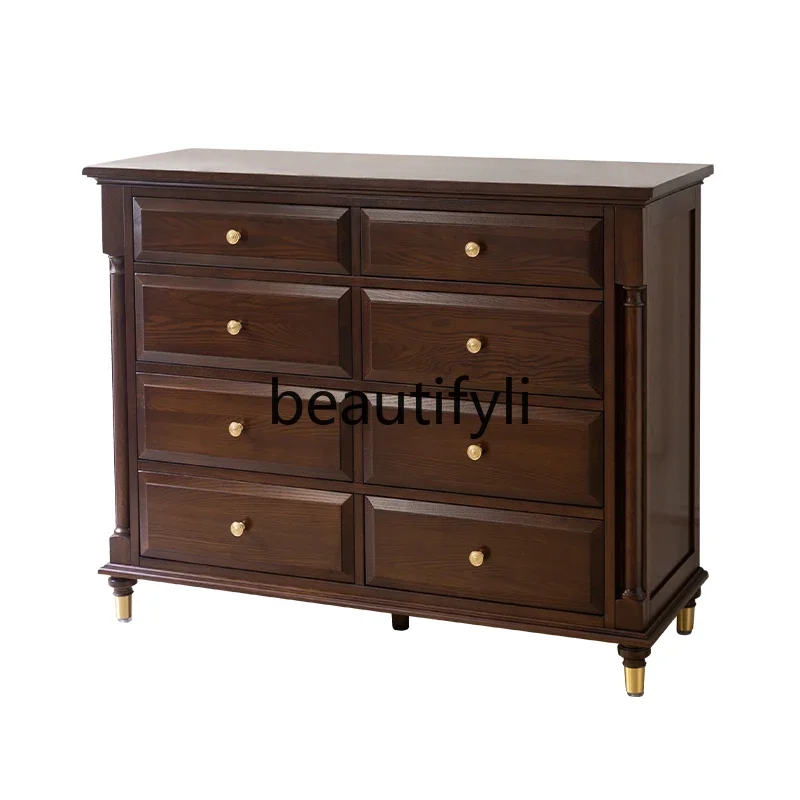 Light luxury eight-bucket cabinet American all-solid wood drawer porch locker brass
Light luxury eight-bucket cabinet American all-solid wood drawer porch locker brass