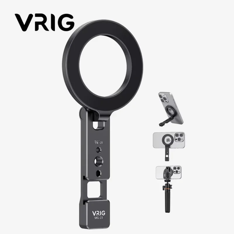 VRIG MG-23 Magnetic Phone Holder Tripod Mount MagSafe Phone Stand W 1/4 Cold Shoe for iPhone 16 15 14 Samsung Phone Camera
VRIG MG-23 Magnetic Phone Holder Tripod Mount MagSafe Phone Stand W 1/4 Cold Shoe for iPhone 16 15 14 Samsung Phone Camera
