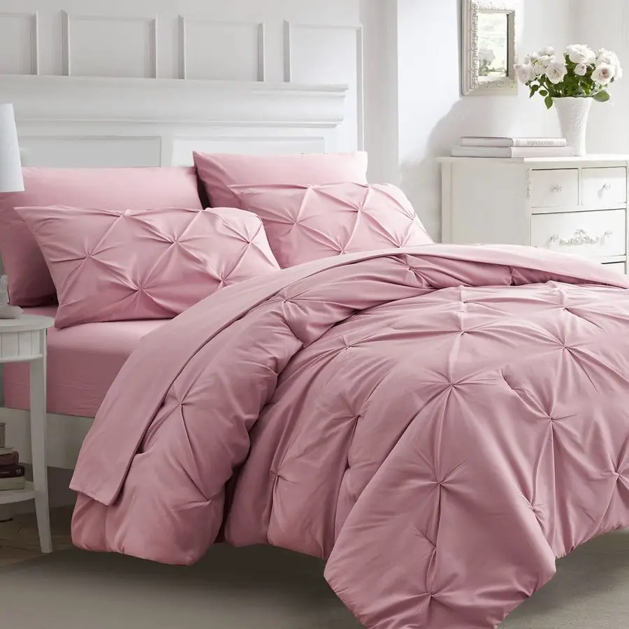 7pc Pink Queen Comforter Set, Pintuck Bed in a Bag Blush Bed Set with Comforters and Sheets 7 Piece, All Season Pinched Bedding
7pc Pink Queen Comforter Set, Pintuck Bed in a Bag Blush Bed Set with Comforters and Sheets 7 Piece, All Season Pinched Bedding
