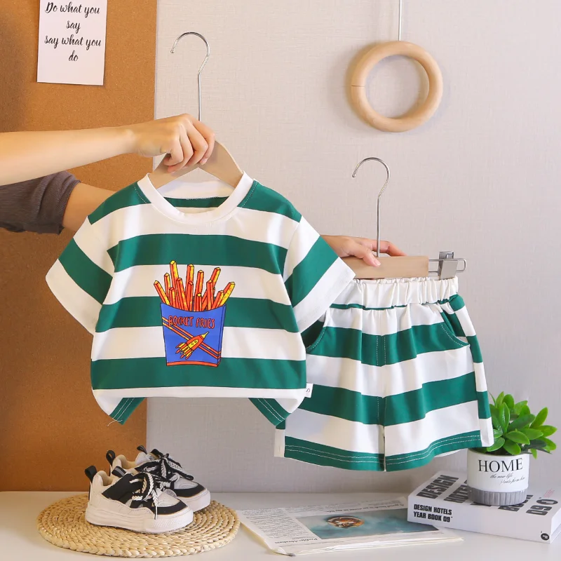 New Summer Baby Boys Clothes Suit Children Casual Short Sleeved T-Shirt Shorts 2Pcs/Sets Infant Striped Clothing Kids Tracksuits
New Summer Baby Boys Clothes Suit Children Casual Short Sleeved T-Shirt Shorts 2Pcs/Sets Infant Striped Clothing Kids Tracksuits
