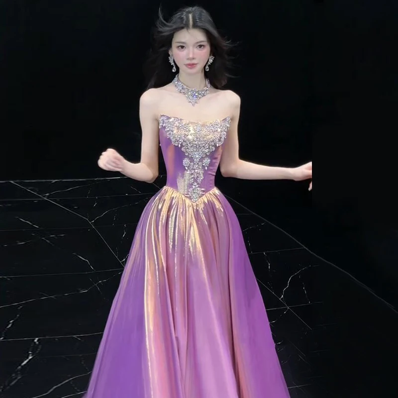 Ele Фиолетовое вечернее платье, женское высококачественное платье для выступлений, хост, художественное экзаменационное платье, юбка, модное трапециевидное платье со средней талией...
Ele Фиолетовое вечернее платье, женское высококачественное платье для выступлений, хост, художественное экзаменационное платье, юбка, модное трапециевидное платье со средней талией...