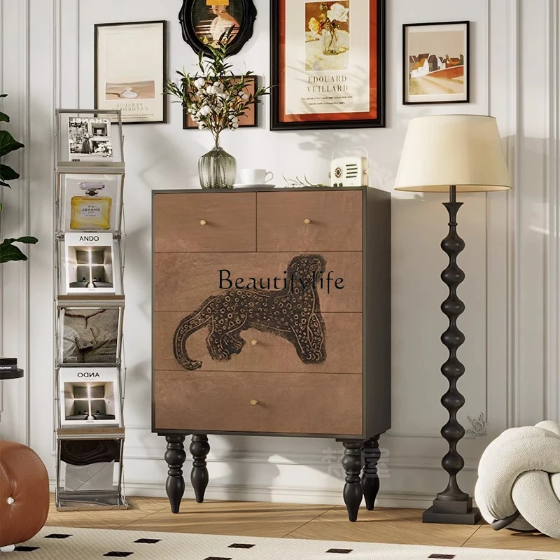 Medieval style leopard print bucket cabinet bedroom against the wall living room solid wood multi-layer locker
Medieval style leopard print bucket cabinet bedroom against the wall living room solid wood multi-layer locker