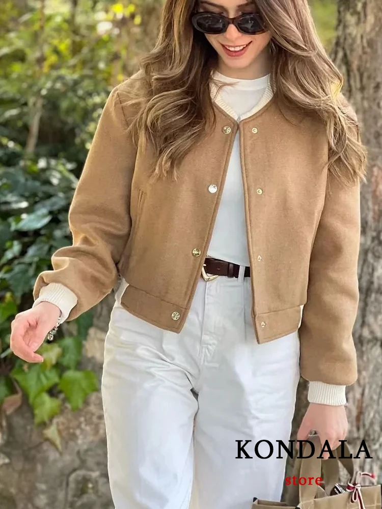KONDALA Chic Solid Camel Streetwear Women Jacket Fashion 2023 Long Sleeve O Neck Covered Button Y2K Cool Chic Short Slim Outwear
KONDALA Chic Solid Camel Streetwear Women Jacket Fashion 2023 Long Sleeve O Neck Covered Button Y2K Cool Chic Short Slim Outwear