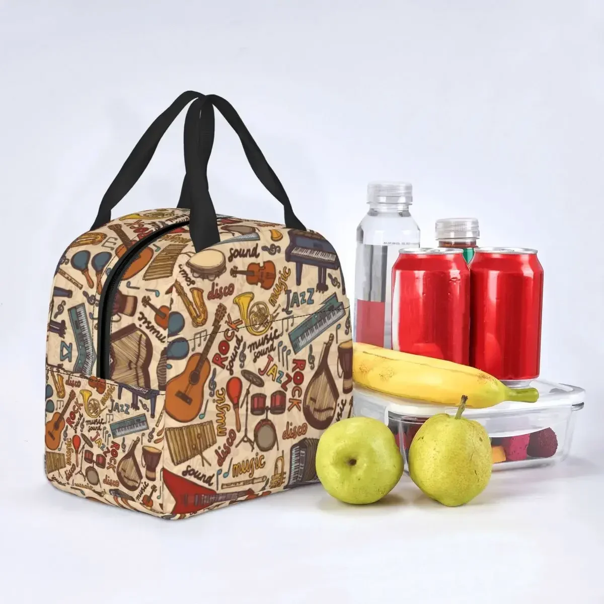 Band Instruments Seamless Music Notes Insulated Lunch Tote Bag Guitar Piano Portable Cooler Thermal Bento Box Camping Travel
Band Instruments Seamless Music Notes Insulated Lunch Tote Bag Guitar Piano Portable Cooler Thermal Bento Box Camping Travel