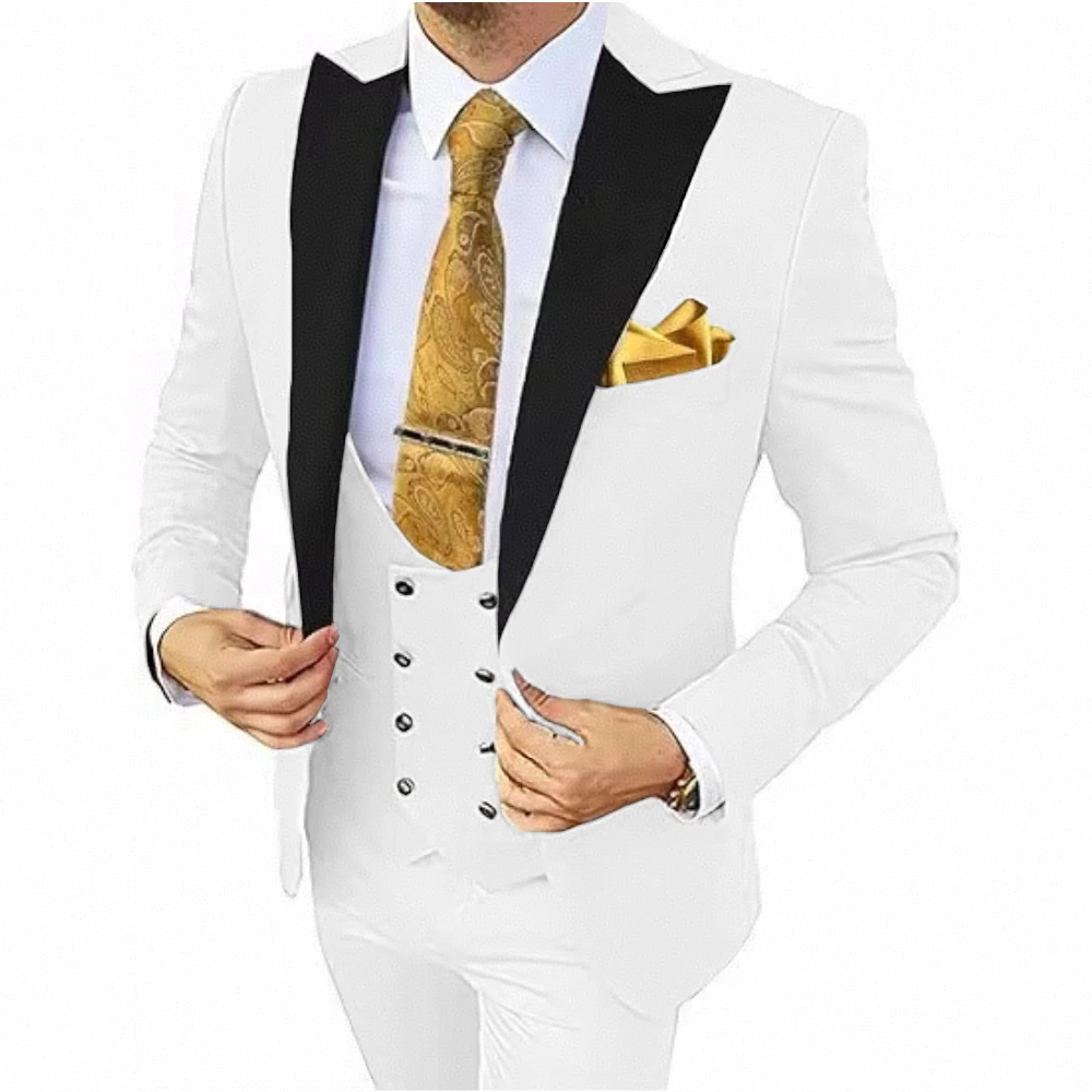 Elegant Customized Men's Suits 3 Pieces Blazer Vest and Pants Set Peak Lapel for Wedding Dresses Classic Tuxedo Suits for Men
Elegant Customized Men's Suits 3 Pieces Blazer Vest and Pants Set Peak Lapel for Wedding Dresses Classic Tuxedo Suits for Men