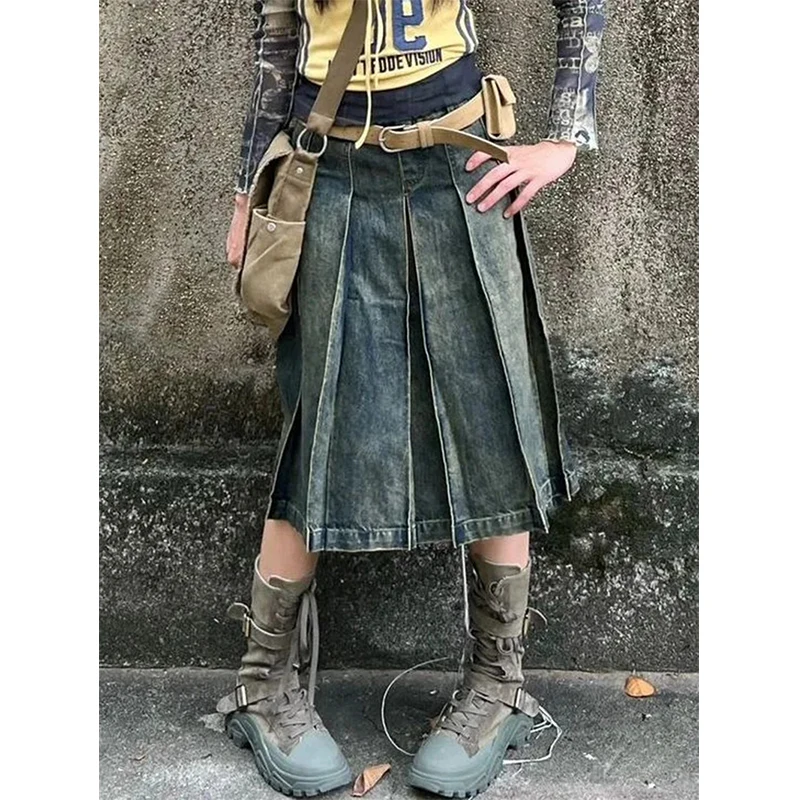 MEXZT Y2K 2000S Джинсовая юбка-миди Женская Harajuku Винтажные плиссированные джинсовые юбки Лето Gyaru Японский готический дизайн A Line Faldas
MEXZT Y2K 2000S Джинсовая юбка-миди Женская Harajuku Винтажные плиссированные джинсовые юбки Лето Gyaru Японский готический дизайн A Line Faldas