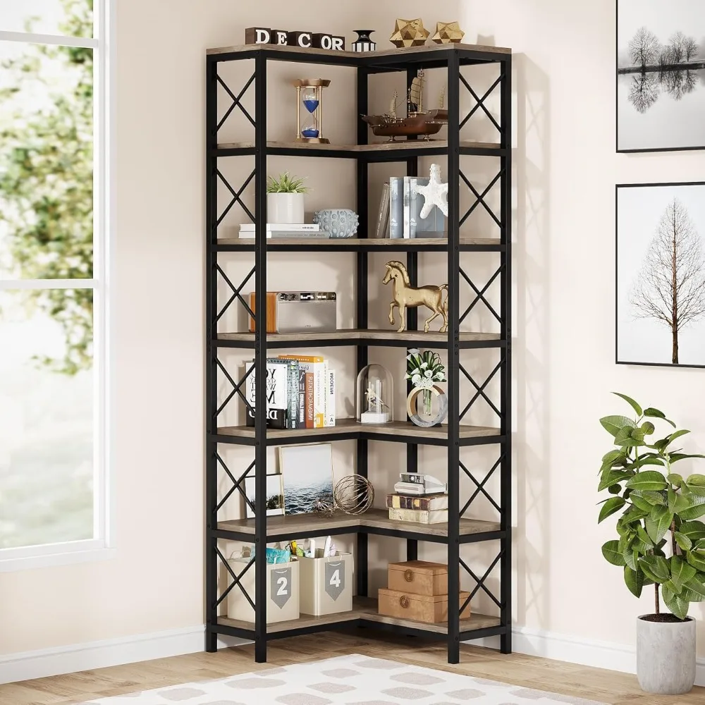 7-Shelf Corner Bookshelf,Large Modern Corner Bookcase, 7-Tier Tall Corner Shelf Storage Display Rack with Metal Frame
7-Shelf Corner Bookshelf,Large Modern Corner Bookcase, 7-Tier Tall Corner Shelf Storage Display Rack with Metal Frame