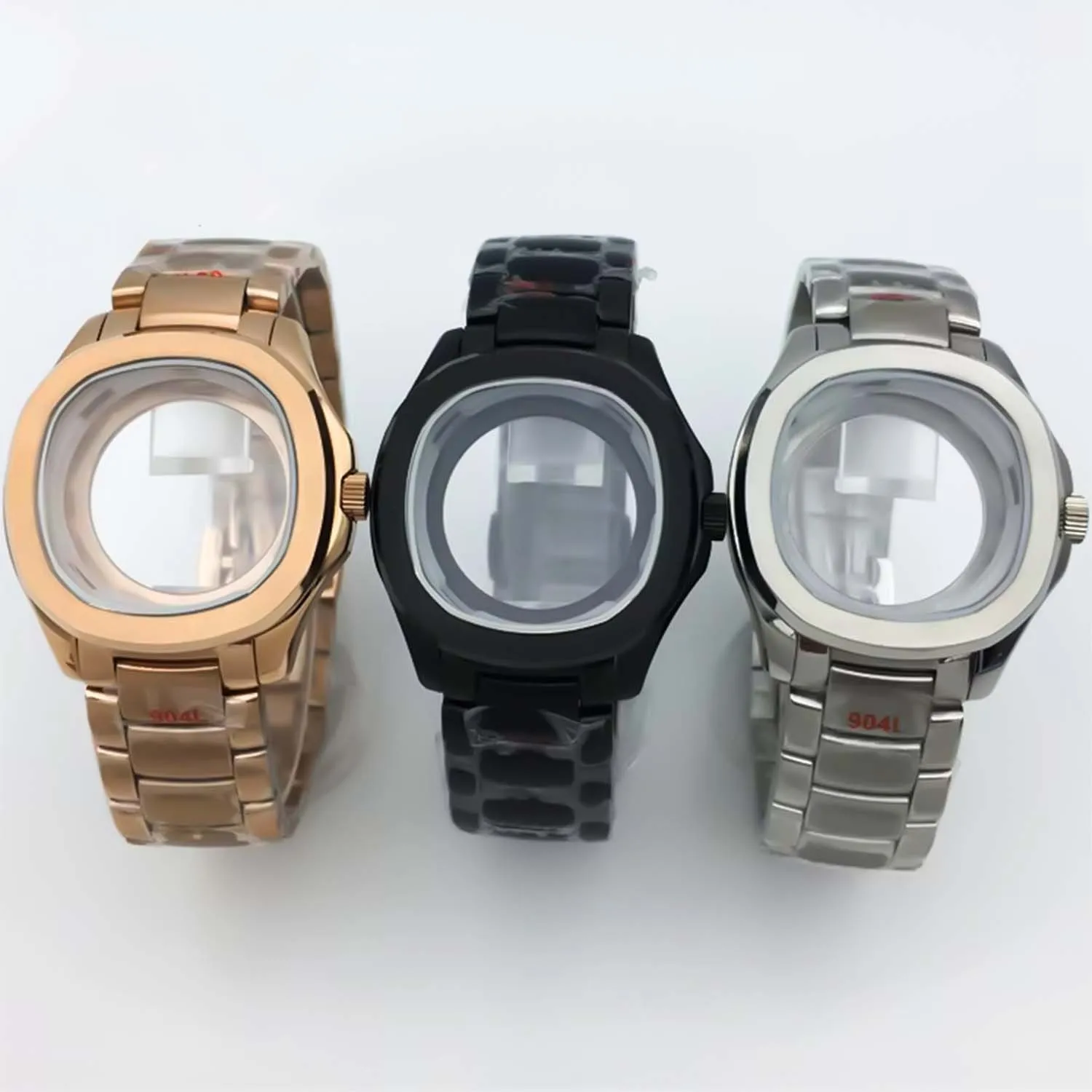 BLIGER 40mm Black Rose Gold Square Watch Case Sapphire Glass Fit NH34 NH35 NH36 ETA2824 PT5000 Movement Stainless Steel bracelet
BLIGER 40mm Black Rose Gold Square Watch Case Sapphire Glass Fit NH34 NH35 NH36 ETA2824 PT5000 Movement Stainless Steel bracelet