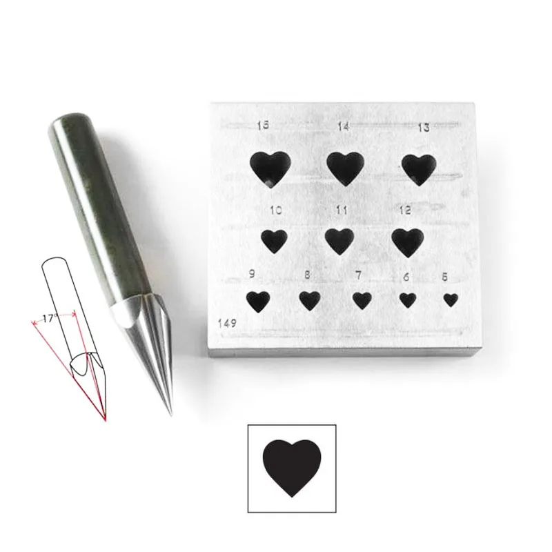 O.M.O Italy Heart 17° Bezel Block & Punch Set #149 5-15mm 11 Holes Jewellery Bezels Forming & Prong Setting Collet Block
O.M.O Italy Heart 17° Bezel Block & Punch Set #149 5-15mm 11 Holes Jewellery Bezels Forming & Prong Setting Collet Block