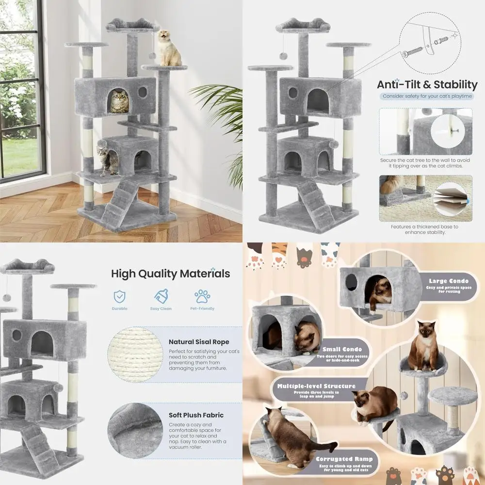 54InchesTowerorIndoorCats,TowerCondowithScratchingPostorCatsHousePlay,Multi-LevelurnitureActivityCenterorPet,SisalRope,LightGray
54InchesTowerorIndoorCats,TowerCondowithScratchingPostorCatsHousePlay,Multi-LevelurnitureActivityCenterorPet,SisalRope,LightGray