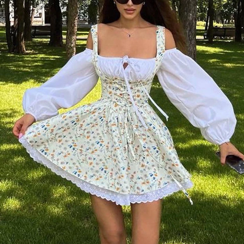 Y2k Cottage Lace Patchwork Off-shoulder Square Collar A-line Dress Floral Printed Fake 2 Piece-set Mini Dress Party Streetwear
Y2k Cottage Lace Patchwork Off-shoulder Square Collar A-line Dress Floral Printed Fake 2 Piece-set Mini Dress Party Streetwear