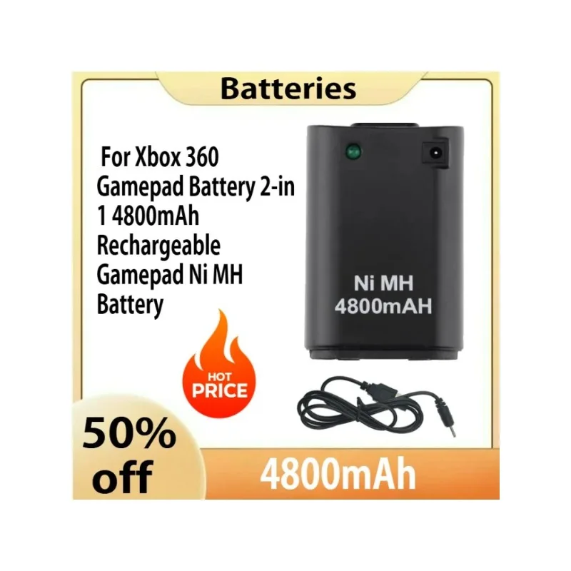 For Xbox 360 Gamepad Battery 2-in 1 4800mAh Rechargeable Gamepad Ni MH Battery For Xbox 360 Controller Console Battery
For Xbox 360 Gamepad Battery 2-in 1 4800mAh Rechargeable Gamepad Ni MH Battery For Xbox 360 Controller Console Battery