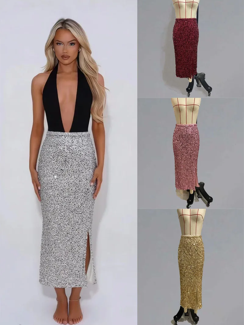 Shiny Sequin Bodycon Dress Side Slit Long Skirt Women's Spring Fashion Slim Fit Cross-Border Pure Desire Sexy Half-lengt...
Shiny Sequin Bodycon Dress Side Slit Long Skirt Women's Spring Fashion Slim Fit Cross-Border Pure Desire Sexy Half-lengt...