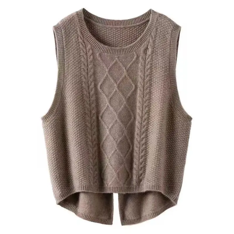 Женский жилет из 100% шерсти, свободный пуловер-свитер, однотонный, без рукавов, вязаный кашемировый топ, новинка весна-осень 2026
Женский жилет из 100% шерсти, свободный пуловер-свитер, однотонный, без рукавов, вязаный кашемировый топ, новинка весна-осень 2026
