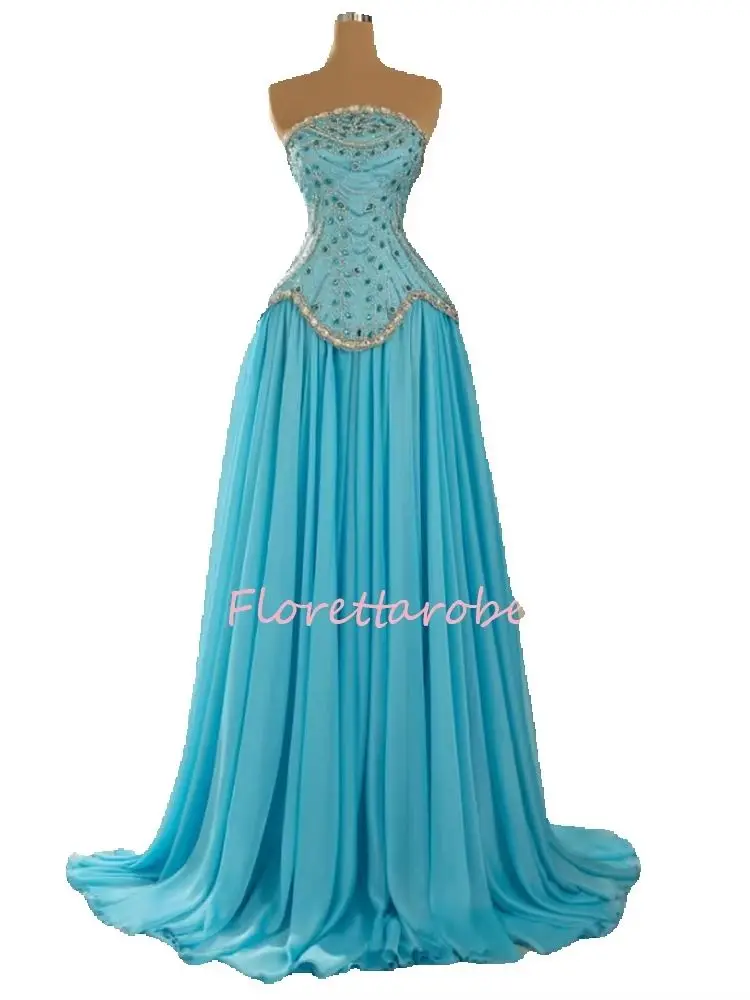 Romantic Evening Gown Blue Strapless Prom Dress Crystal Embellishments Chiffon A-Line Skirt Holiday Party Dress Custom Haute Cou
Romantic Evening Gown Blue Strapless Prom Dress Crystal Embellishments Chiffon A-Line Skirt Holiday Party Dress Custom Haute Cou