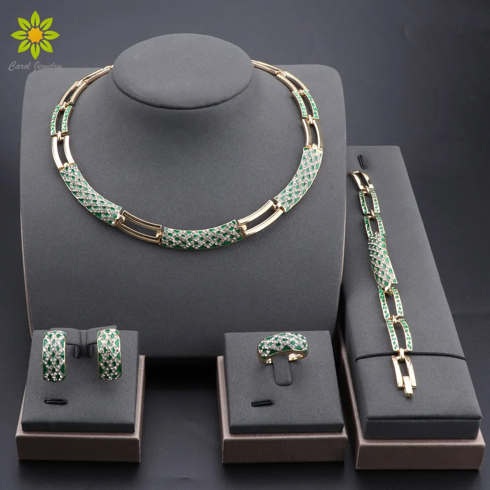 Модный ювелирный набор из хрусталя золотого цвета для свадеб в Дубае: колье, серьги, браслет, кольцо для женщин
Модный ювелирный набор из хрусталя золотого цвета для свадеб в Дубае: колье, серьги, браслет, кольцо для женщин