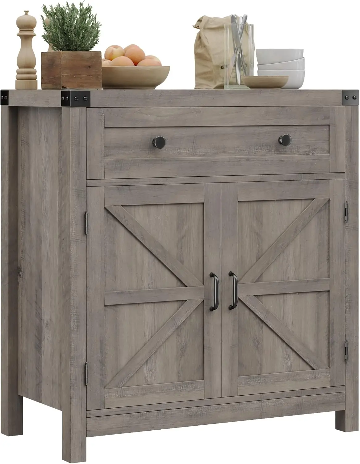Modern Farmhouse Coffee Cabinet with Drawer, Adjustable Shelf & Barn Door for Kitchen Dining Room Entryway in Ash Grey
Modern Farmhouse Coffee Cabinet with Drawer, Adjustable Shelf & Barn Door for Kitchen Dining Room Entryway in Ash Grey