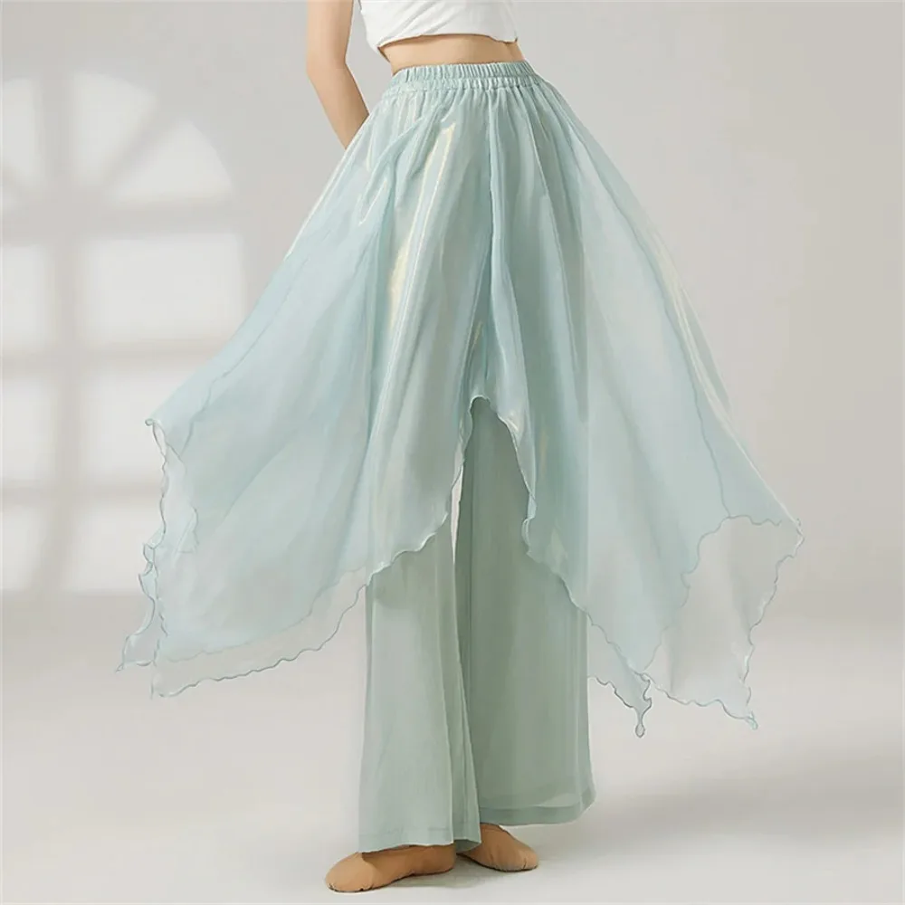 High Waist Classical Dance Skirt Pant Women Female Loose Wide Leg Trousers Shiny Chiffon Flowing Casual Performance Costumes
High Waist Classical Dance Skirt Pant Women Female Loose Wide Leg Trousers Shiny Chiffon Flowing Casual Performance Costumes