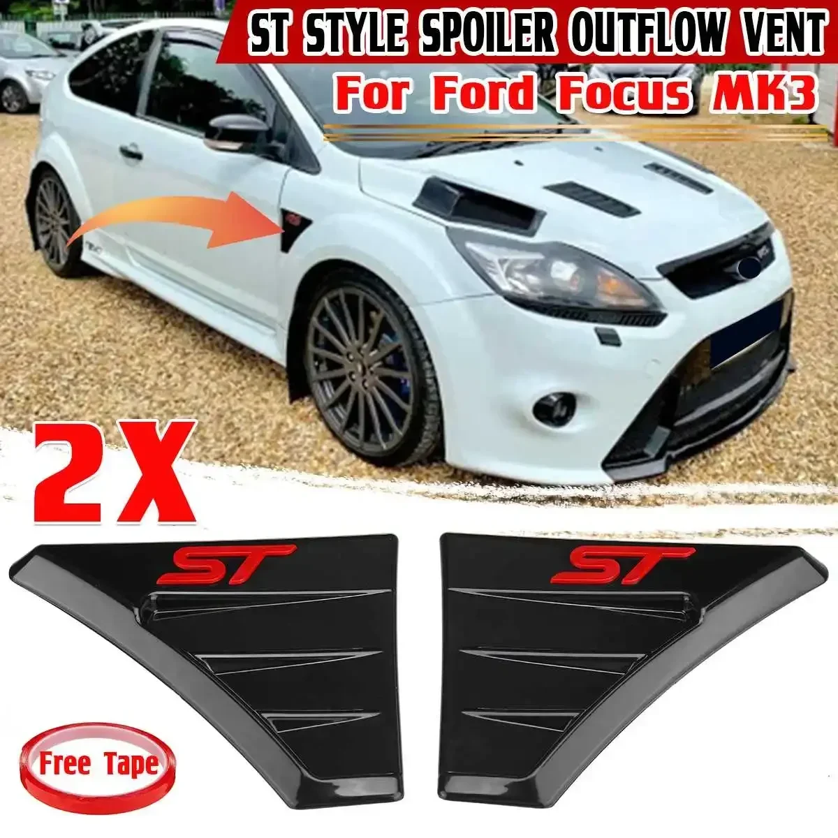 ST Style Car Side Vent Fender Spoiler Outflow Vent Side Vent Fender Air Flow Wing Cover Trim For Ford For Focus MK3 ABS Body Kit
ST Style Car Side Vent Fender Spoiler Outflow Vent Side Vent Fender Air Flow Wing Cover Trim For Ford For Focus MK3 ABS Body Kit