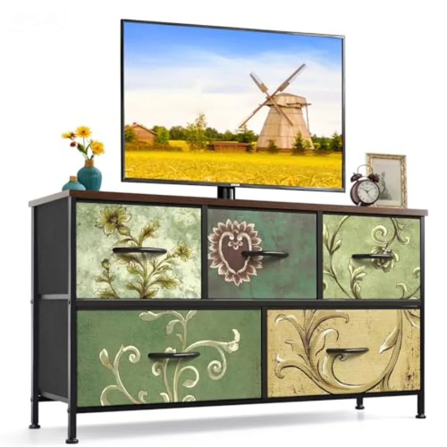 5-Drawer Dresser for Bedroom Anti-Tip Wide Storage Organizer Fabric Chest of Drawers TV Stand for 45" TV with Wooden Top and Me
5-Drawer Dresser for Bedroom Anti-Tip Wide Storage Organizer Fabric Chest of Drawers TV Stand for 45" TV with Wooden Top and Me