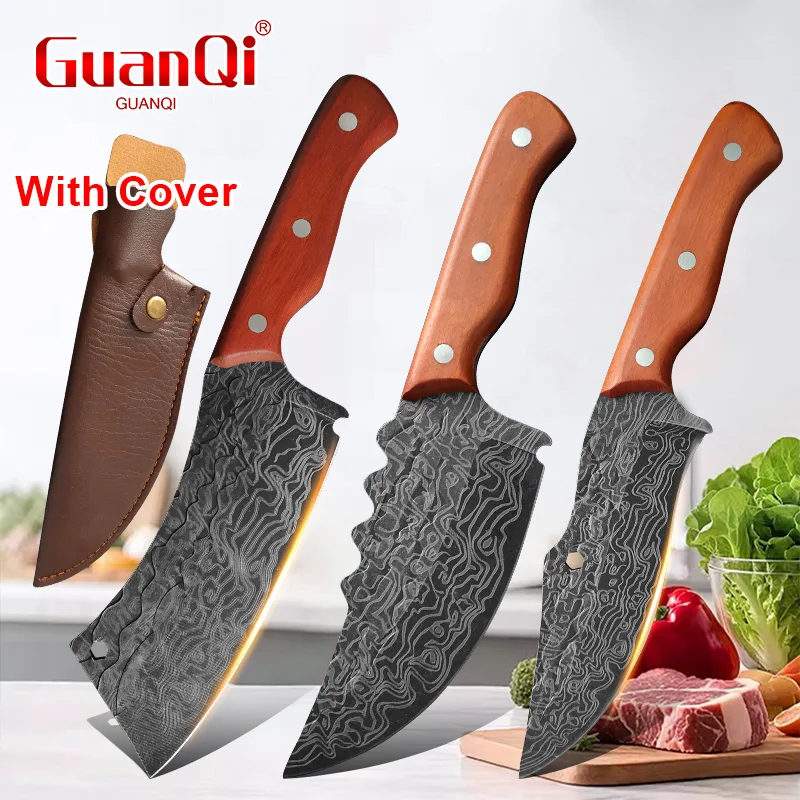 Hand-Forged Kitchen Knife with Sheath Multifunctional Meat Cleaver Knife Boning Stainless Steel Wood Handle Fruit Slicing Knife
Hand-Forged Kitchen Knife with Sheath Multifunctional Meat Cleaver Knife Boning Stainless Steel Wood Handle Fruit Slicing Knife