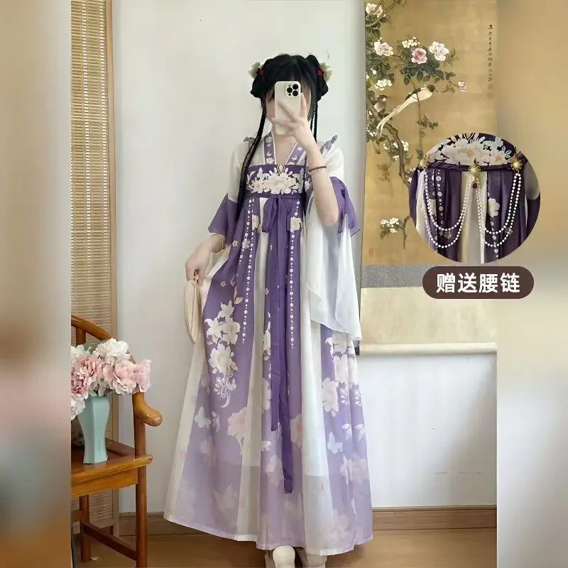 Chinese Hanfu Dress Women Carnival Fairy Cosplay Costume Party Dress Tang Dynasty Printed Blue Purple Hanfu Plus Size
Chinese Hanfu Dress Women Carnival Fairy Cosplay Costume Party Dress Tang Dynasty Printed Blue Purple Hanfu Plus Size