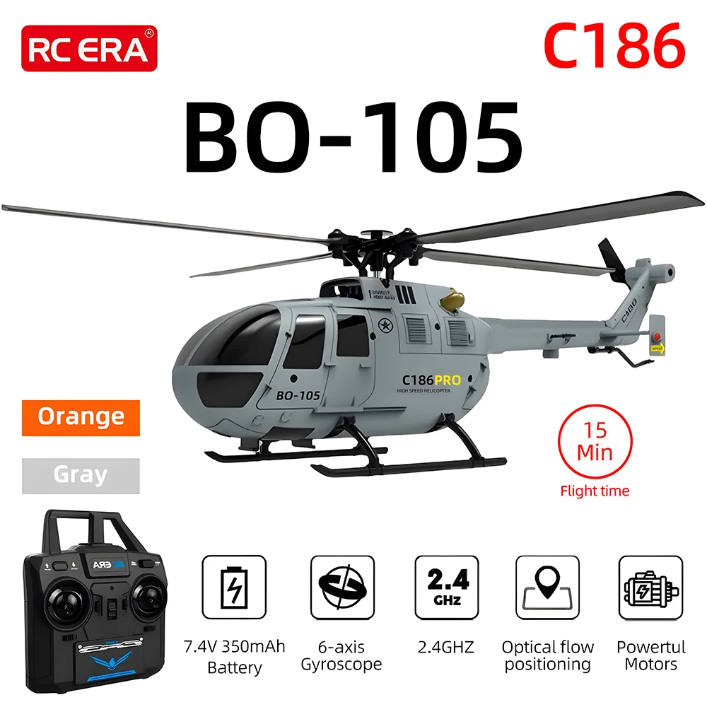 RC ERA BO-105 Helicopter 1:48 Scale 4CH 15min Flight 6-axis Gyro C186 Aircraft Optical Flow Positioning Remote Control Aircraft
RC ERA BO-105 Helicopter 1:48 Scale 4CH 15min Flight 6-axis Gyro C186 Aircraft Optical Flow Positioning Remote Control Aircraft
