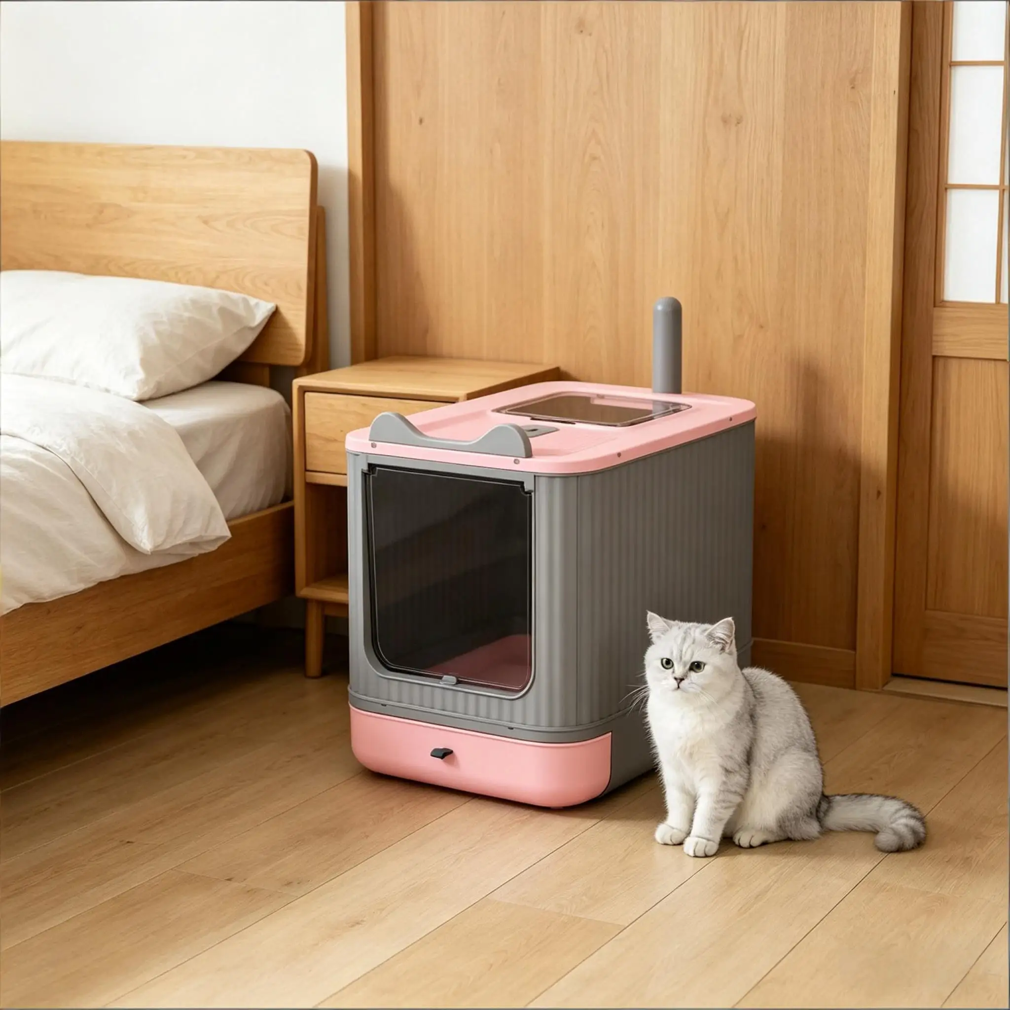 Enclosed Design Cat Litter Box,Litter Box with Slide-Out Tray,for Small-Medium Cat
Enclosed Design Cat Litter Box,Litter Box with Slide-Out Tray,for Small-Medium Cat