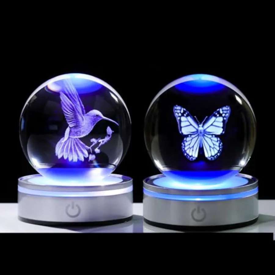 3D Crystal Ball Figurine Butterfly and Hummingbird Gifts for Women Men Decorations Night Light Laser Engraved Ornament Glass Sn
3D Crystal Ball Figurine Butterfly and Hummingbird Gifts for Women Men Decorations Night Light Laser Engraved Ornament Glass Sn