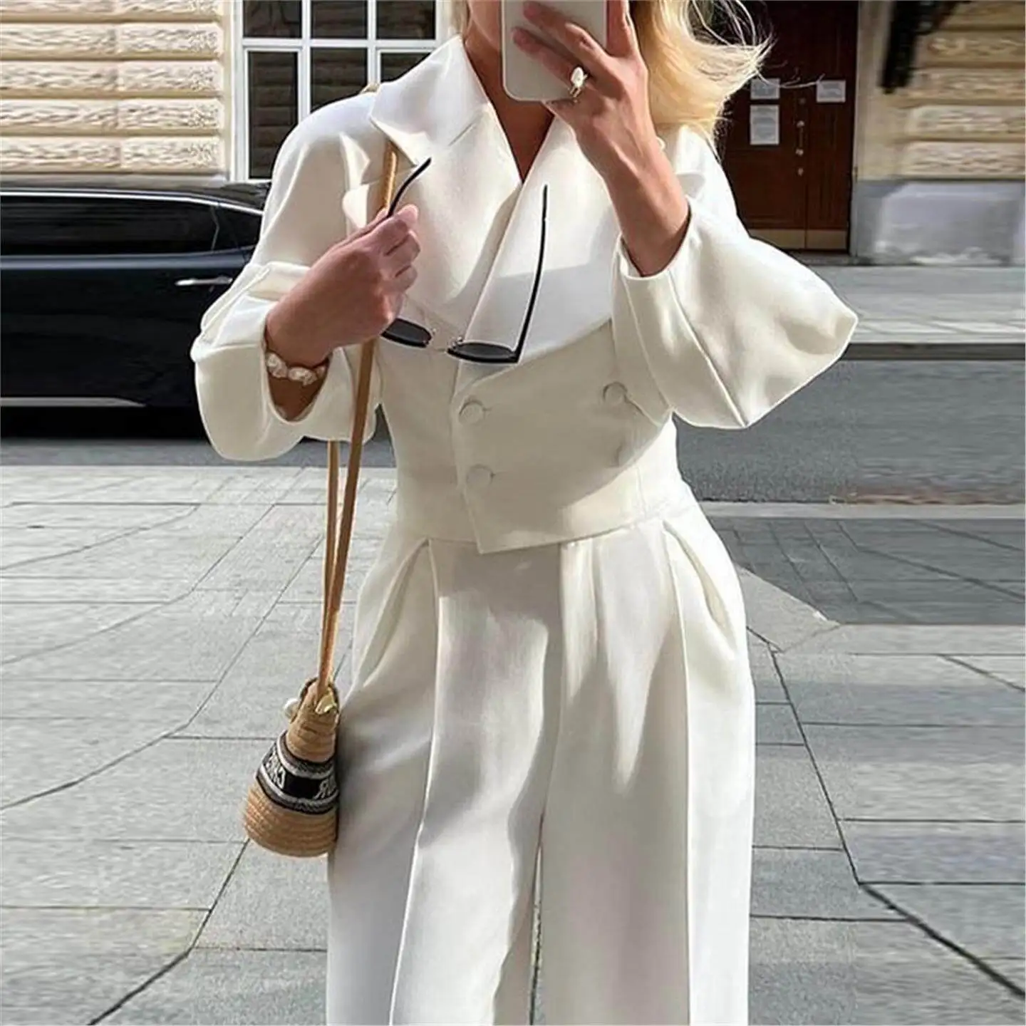 2023 Autumn New Style Long Pure Color Lapel Slimming Suiting Commute Set Waist-Cinching Elegant Casual Pants for Women
2023 Autumn New Style Long Pure Color Lapel Slimming Suiting Commute Set Waist-Cinching Elegant Casual Pants for Women