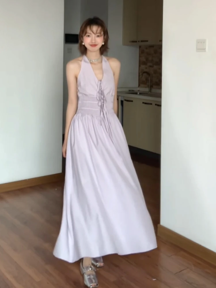 Stunning Purple Backless DesignVHalter Neck Dress for Women Summer Beach Vacation Waist-Cinching Stunning ElegantALong Skirt
Stunning Purple Backless DesignVHalter Neck Dress for Women Summer Beach Vacation Waist-Cinching Stunning ElegantALong Skirt