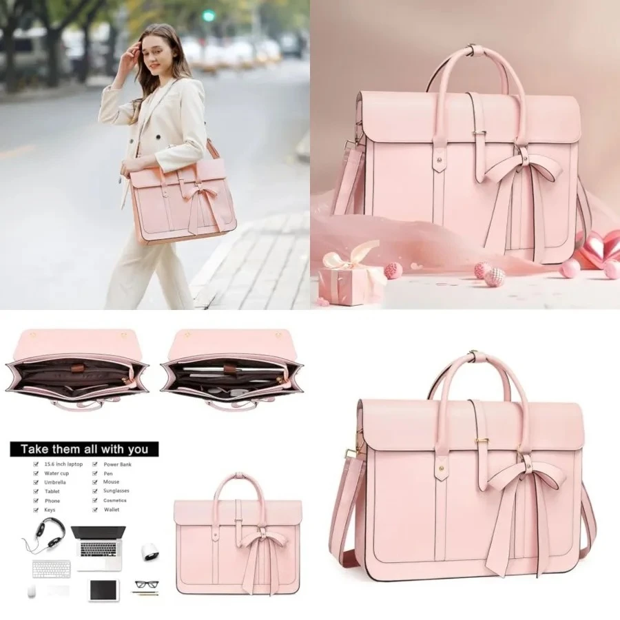 Laptop Bag for Women, 15-15.6 inch PU Leather Laptop Shoulder Bags Convertible Backpack, 16 inch Messenger Bags Casual Handbag Work Briefcase Travel Computer Bag with Bowknot, Pink
Laptop Bag for Women, 15-15.6 inch PU Leather Laptop Shoulder Bags Convertible Backpack, 16 inch Messenger Bags Casual Handbag Work Briefcase Travel Computer Bag with Bowknot, Pink