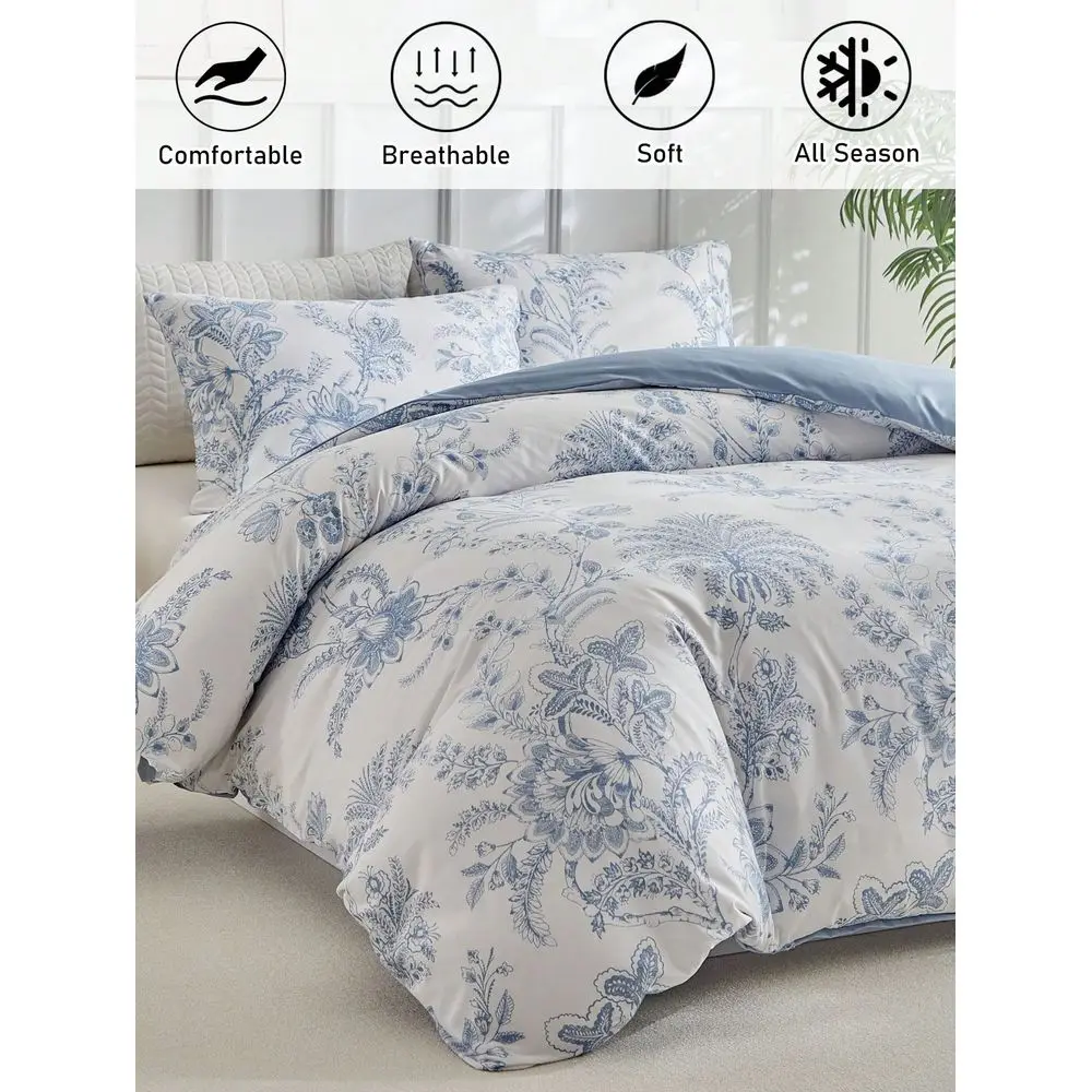 3pcs Blue Floral Print Polyester Duvet Cover Set, Minimalist Fresh Pastoral Style Bedding Set Suitable For All Seasons, Soft Br
3pcs Blue Floral Print Polyester Duvet Cover Set, Minimalist Fresh Pastoral Style Bedding Set Suitable For All Seasons, Soft Br