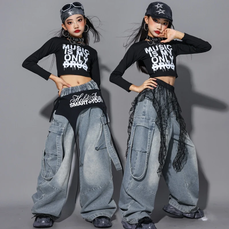 Джазовый наряд для девочек, танцевальный костюм Kpop, черный укороченный топ, мешковатые штаны, детская одежда для танцевальных представлений, одежда для танцев в стиле хип-хоп 2707
Джазовый наряд для девочек, танцевальный костюм Kpop, черный укороченный топ, мешковатые штаны, детская одежда для танцевальных представлений, одежда для танцев в стиле хип-хоп 2707