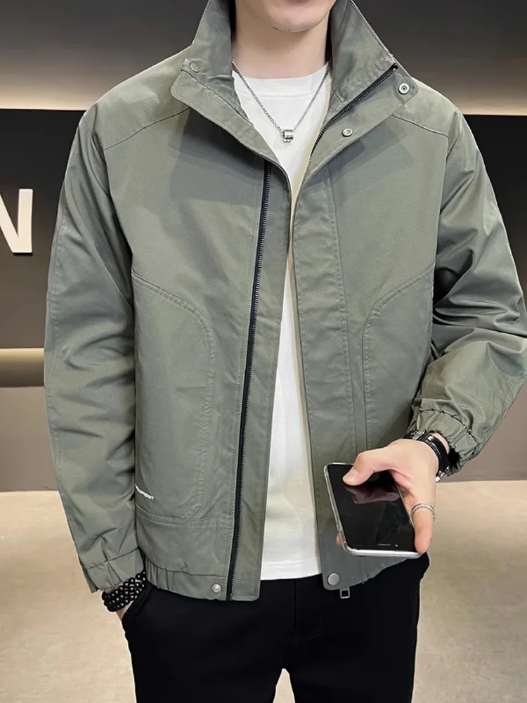 Autumn Casual Loose Men's Jaet Stand Collar Zipper Closure Long Sve Polyester Youth Faion Warm Outerwear Coat
Autumn Casual Loose Men's Jaet Stand Collar Zipper Closure Long Sve Polyester Youth Faion Warm Outerwear Coat