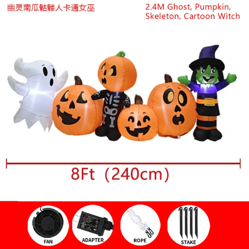 2.4-Meter Inflatable Halloween Ghost, Pumpkin, Skeleton, and Cartoon Witch Outdoor Garden Decoration with LED Lights
2.4-Meter Inflatable Halloween Ghost, Pumpkin, Skeleton, and Cartoon Witch Outdoor Garden Decoration with LED Lights