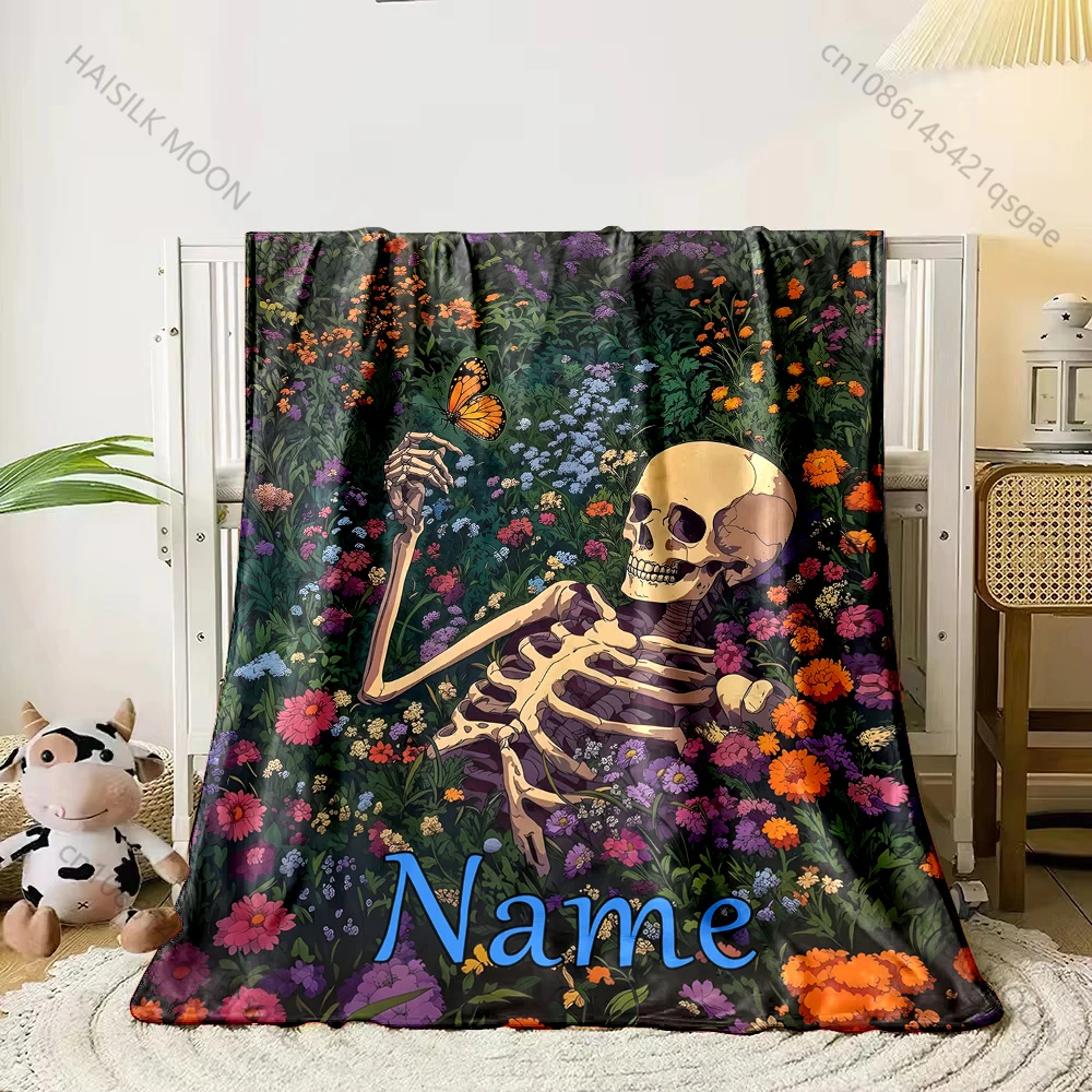 Customized Name Blanket Creative Floral Skull Print Soft for Home Sofa Office Outdoor Travel Camping Picnic RV Halloween Gift
Customized Name Blanket Creative Floral Skull Print Soft for Home Sofa Office Outdoor Travel Camping Picnic RV Halloween Gift
