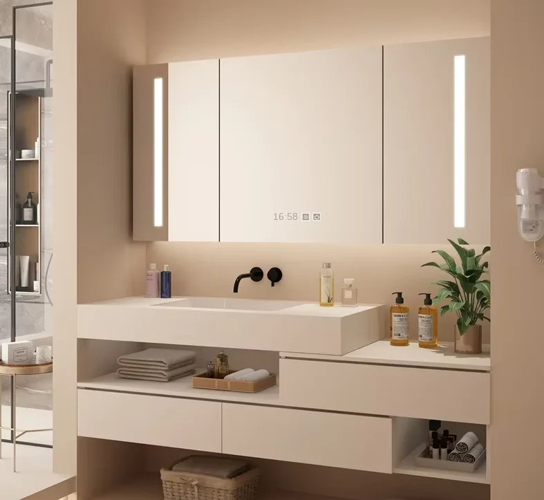 *&q Luxury Cream Eco-Friendly Water Resistant Plywood Wall-mounted Bathroom Cabinet Mirror Faucet Seamless All-in-One Basin
*&q Luxury Cream Eco-Friendly Water Resistant Plywood Wall-mounted Bathroom Cabinet Mirror Faucet Seamless All-in-One Basin