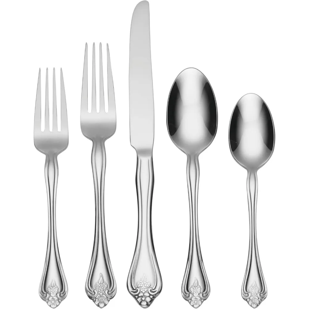 Набор столовых приборов на каждый день из 45 предметов из нержавеющей стали 18/0, можно мыть в посудомоечной машине, разноцветное серебро 
Набор столовых приборов на каждый день из 45 предметов из нержавеющей стали 18/0, можно мыть в посудомоечной машине, разноцветное серебро