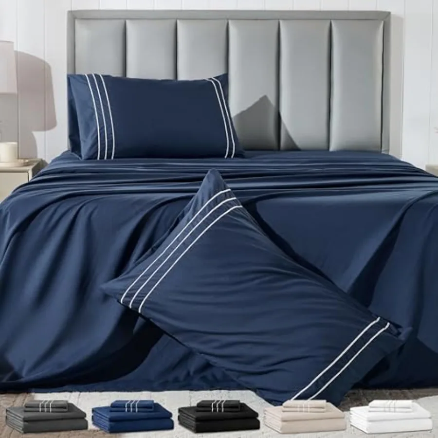 Size 4 Pcs Sheet Set with Embroidered Pillowcases Ultra-Soft Microfiber Comfy Breathable and Cooling Bed Sheets Deep Pocket Fit
Size 4 Pcs Sheet Set with Embroidered Pillowcases Ultra-Soft Microfiber Comfy Breathable and Cooling Bed Sheets Deep Pocket Fit