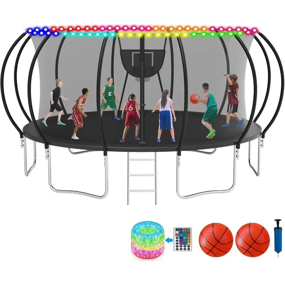 16-футовый наружный транилин для детей и взрослых, тяжелый транин с сеткой, лестница 
16-футовый наружный транилин для детей и взрослых, тяжелый транин с сеткой, лестница