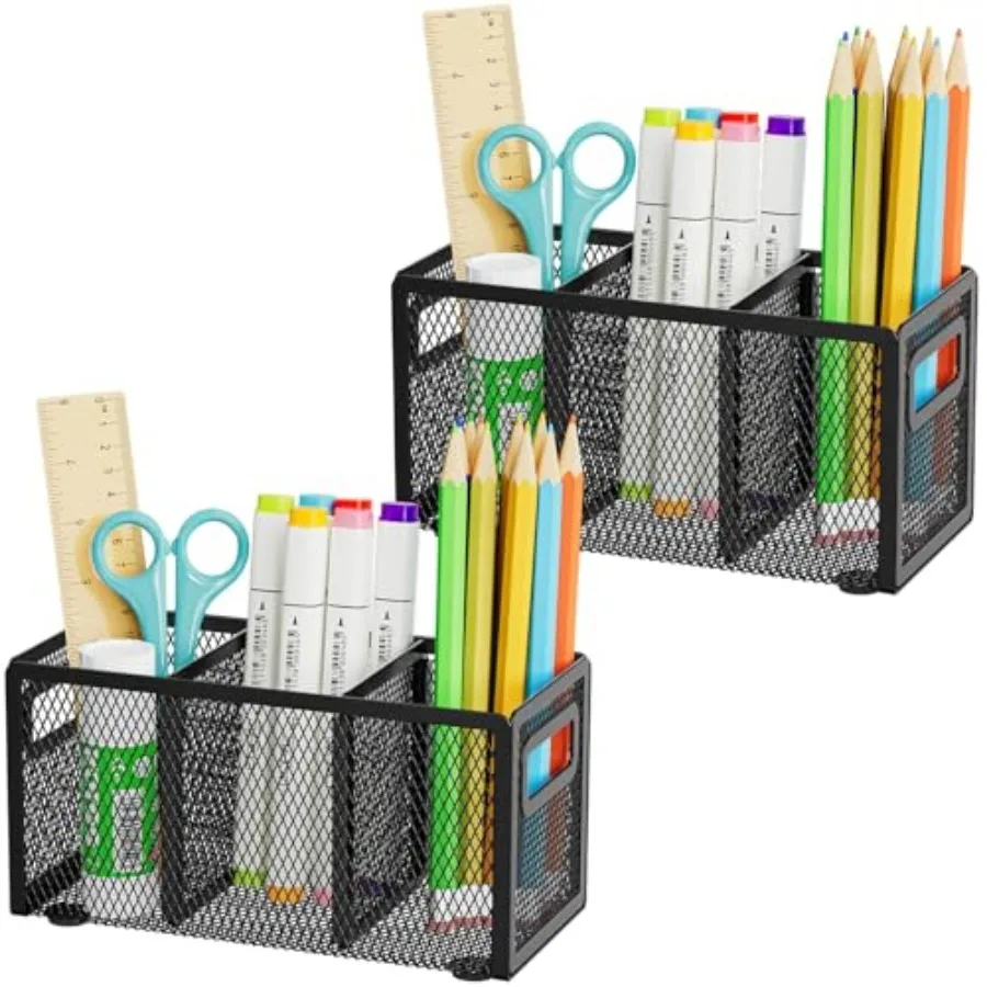 2P Mesh Pen Holder for Desk, Pencil Holder Desk Organizer 3 Adjustable Compartments, Pencil Cup with Handle Perfect for Classro
2P Mesh Pen Holder for Desk, Pencil Holder Desk Organizer 3 Adjustable Compartments, Pencil Cup with Handle Perfect for Classro