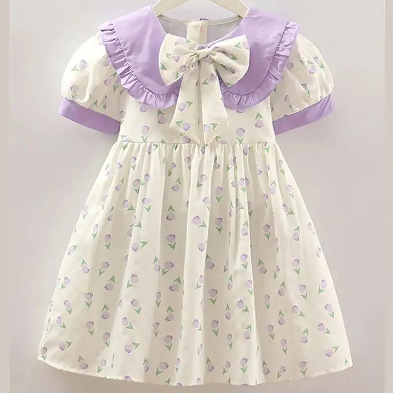Baby girl floral dress summer new children's short sleeved princess dress Korean version girl fashion
Baby girl floral dress summer new children's short sleeved princess dress Korean version girl fashion