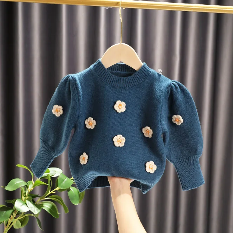 Autumn Winter Baby Clothes Appliques Sweater Little Girls Pullover Tops Children Versatile Knitwear Nice Flower Clothing
Autumn Winter Baby Clothes Appliques Sweater Little Girls Pullover Tops Children Versatile Knitwear Nice Flower Clothing